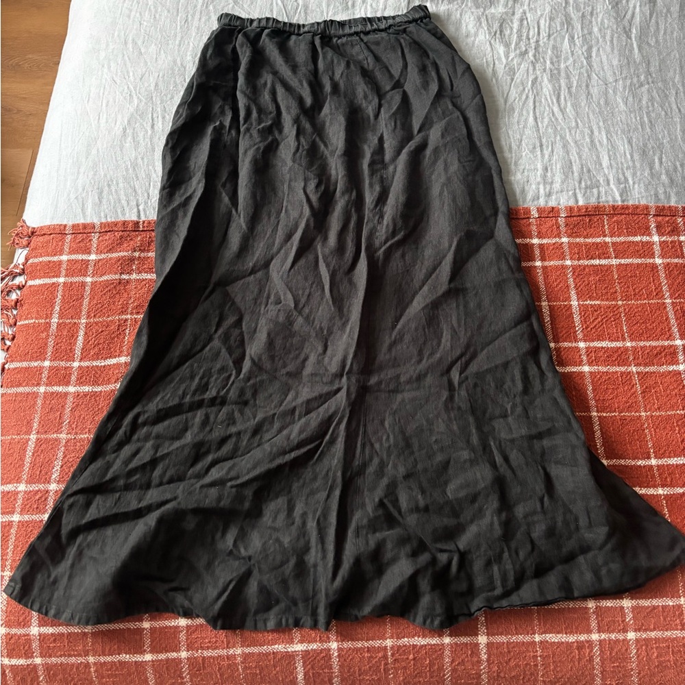 Flax linen midi skirt